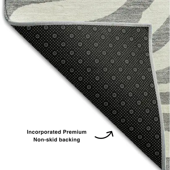 Gray And Ivory Animal Print Washable Area Rug With UV Protection Photo 6
