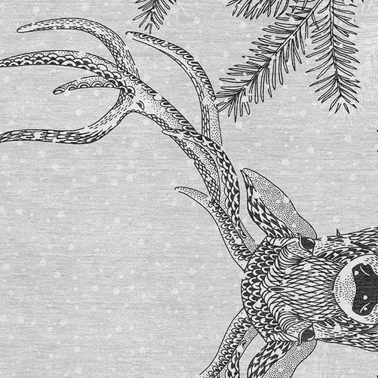 Gray And Ivory Animal Print Washable Area Rug With UV Protection Photo 4