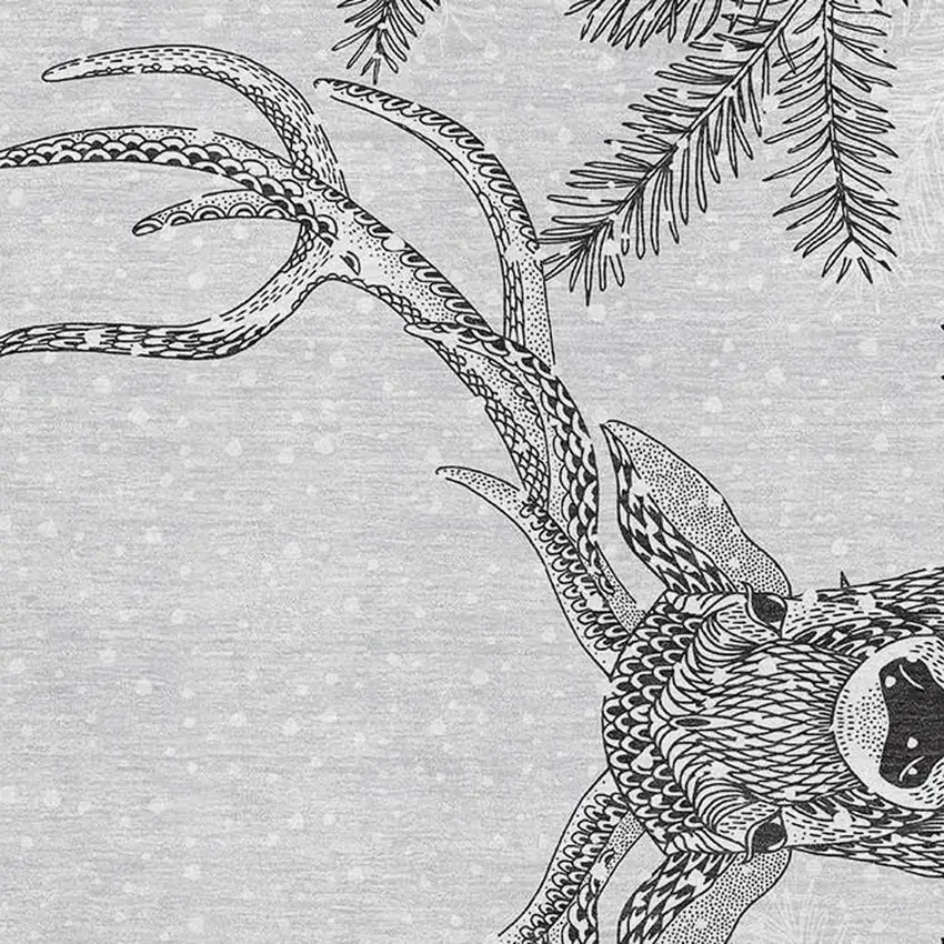 Gray And Ivory Animal Print Washable Area Rug With UV Protection Photo 4