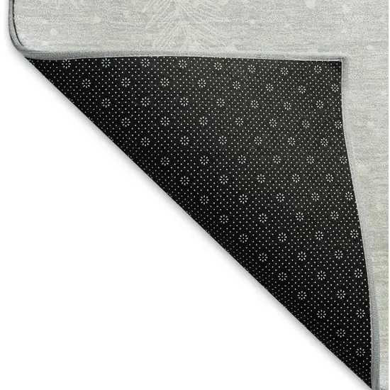 Gray And Black Christmas Woodland Lodge Washable Area Rug With UV Protection Photo 6