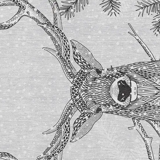 Gray And Ivory Animal Print Washable Area Rug With UV Protection Photo 4