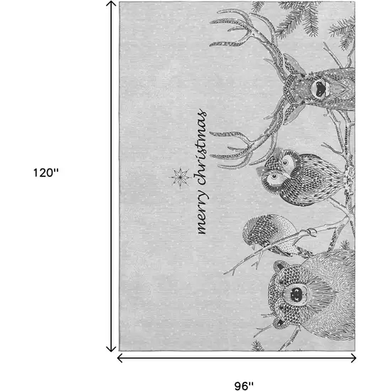 Gray And Ivory Animal Print Washable Area Rug With UV Protection Photo 3