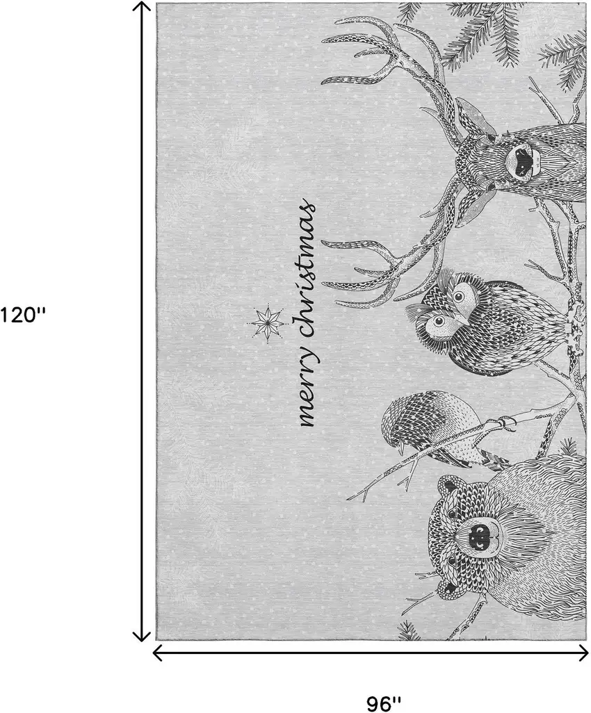 Gray And Ivory Animal Print Washable Area Rug With UV Protection Photo 3