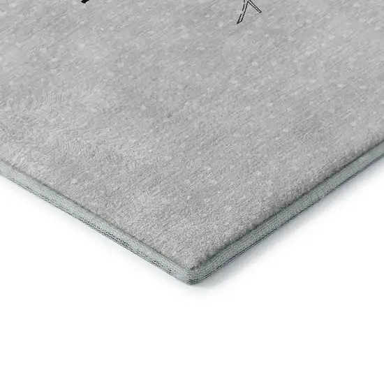 Gray And Black Christmas Woodland Lodge Washable Area Rug With UV Protection Photo 6