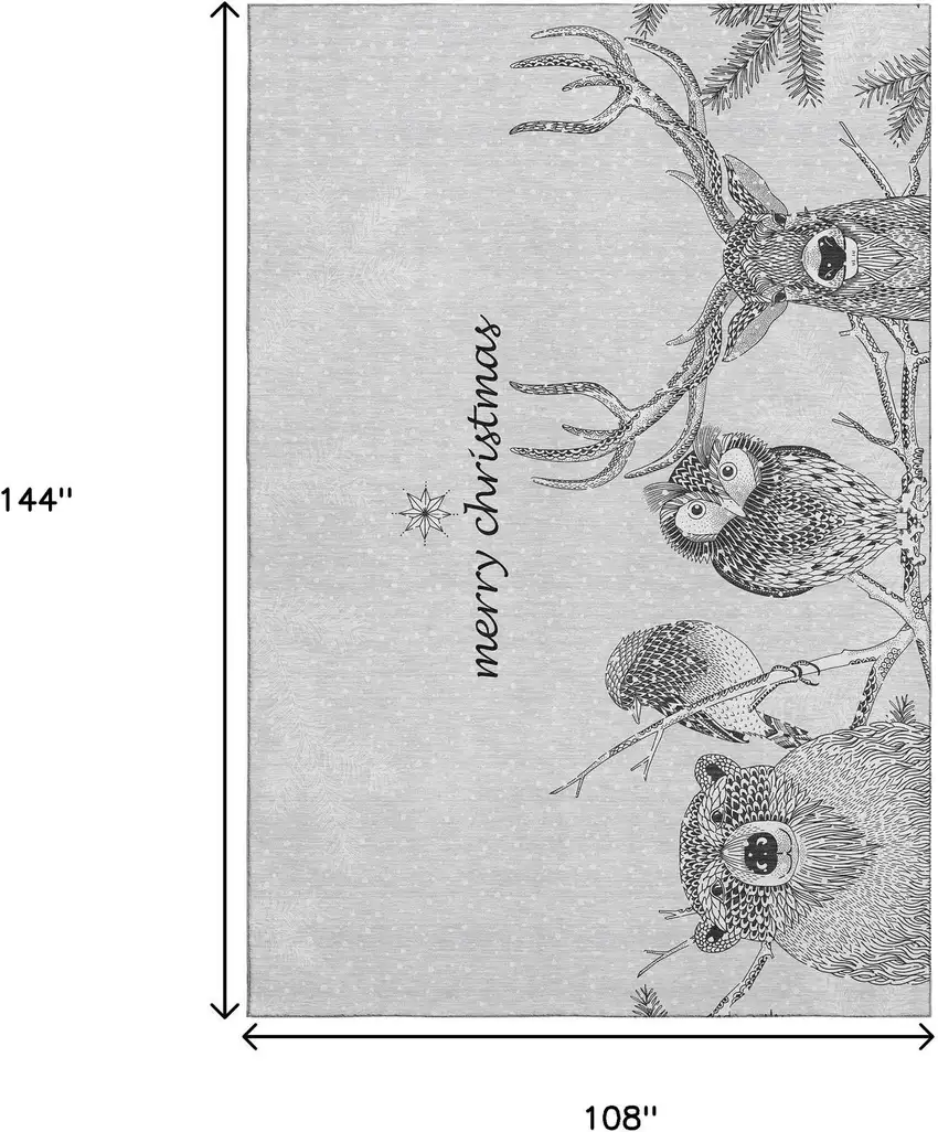 Gray And Ivory Animal Print Washable Area Rug With UV Protection Photo 3