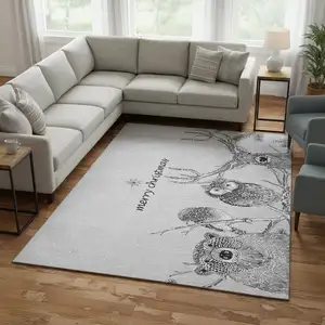 Photo of Gray And Ivory Animal Print Washable Area Rug With UV Protection