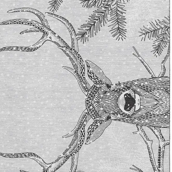 Gray And Ivory Animal Print Washable Area Rug With UV Protection Photo 3