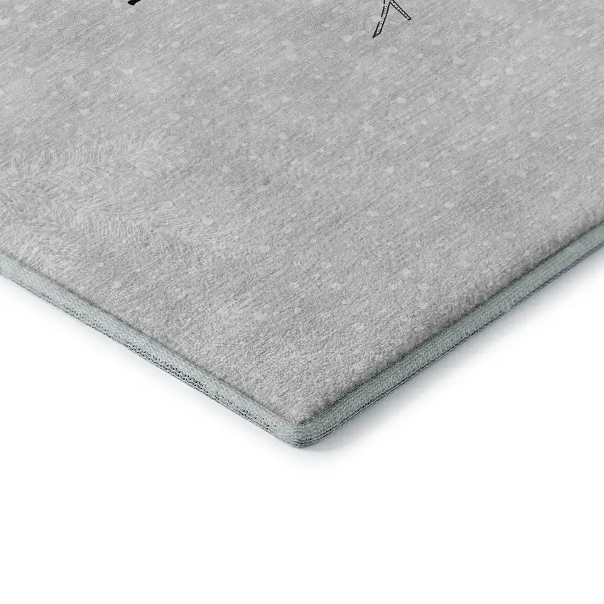 Gray And Black Christmas Woodland Lodge Washable Area Rug With UV Protection Photo 7