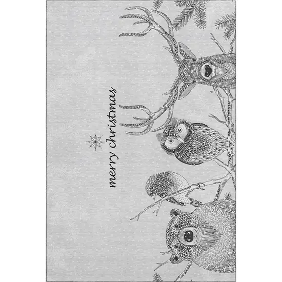 Gray And Black Christmas Woodland Lodge Washable Area Rug With UV Protection Photo 2