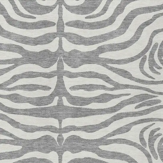 Gray And Ivory Animal Print Washable Indoor Outdoor Area Rug Photo 5