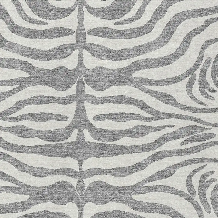 Gray And Ivory Animal Print Washable Indoor Outdoor Area Rug Photo 5