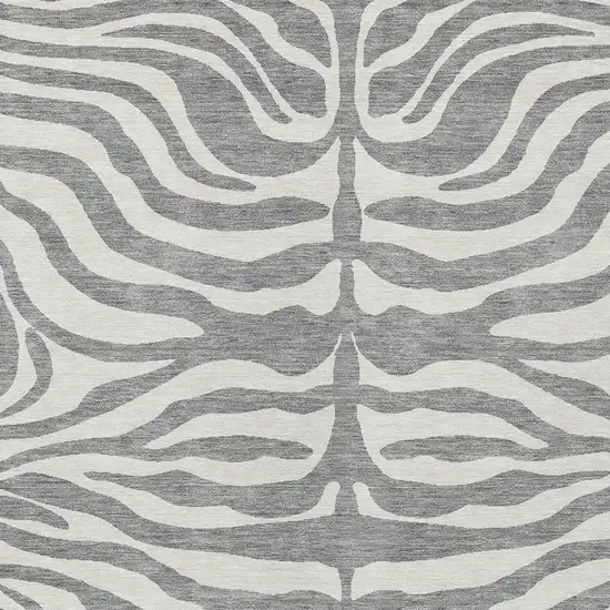 Gray And Ivory Animal Print Washable Indoor Outdoor Area Rug Photo 5