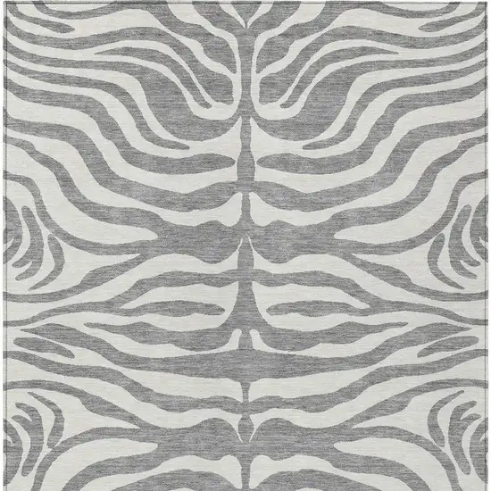 Gray And Ivory Animal Print Washable Indoor Outdoor Area Rug Photo 6