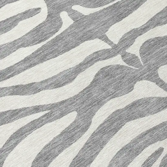 Gray And Ivory Animal Print Washable Indoor Outdoor Area Rug Photo 8