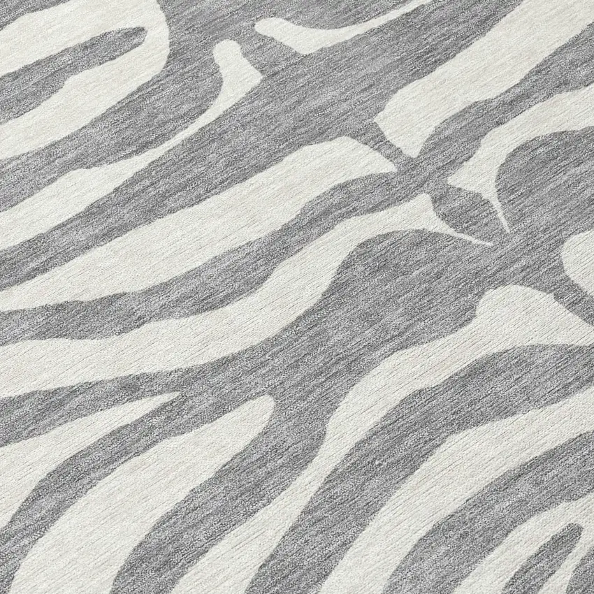 Gray And Ivory Animal Print Washable Indoor Outdoor Area Rug Photo 8
