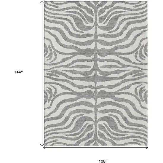 Gray And Ivory Animal Print Washable Indoor Outdoor Area Rug Photo 7