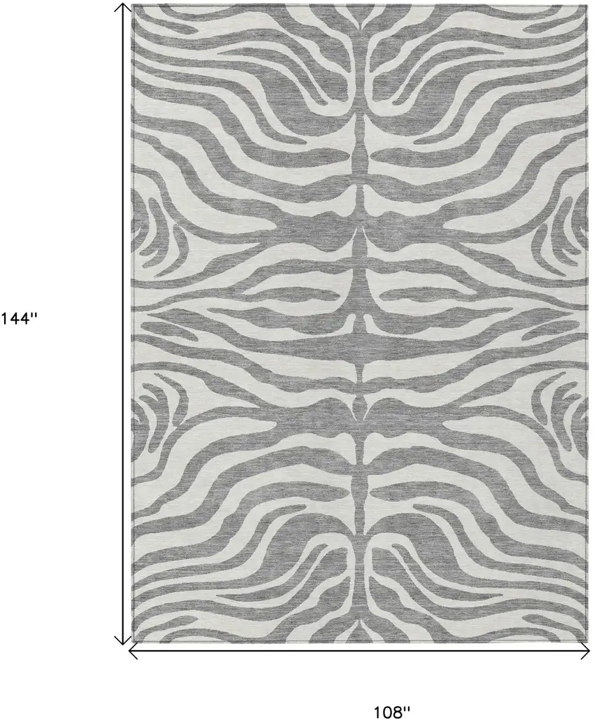 Gray And Ivory Animal Print Washable Indoor Outdoor Area Rug Photo 7