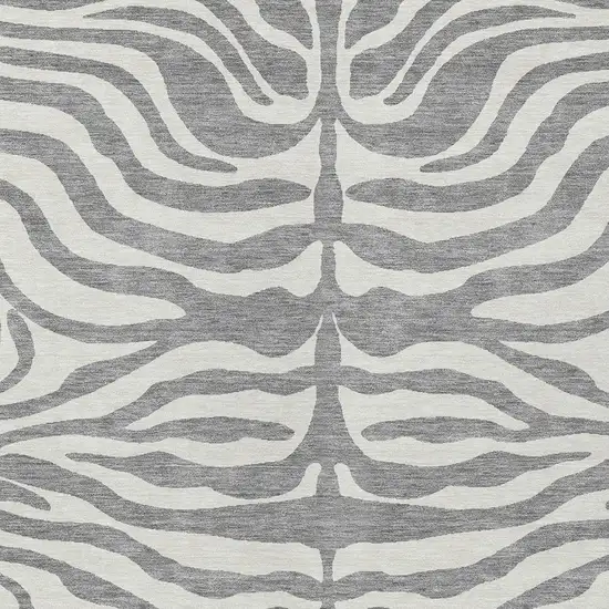 Gray And Ivory Animal Print Washable Indoor Outdoor Area Rug Photo 5