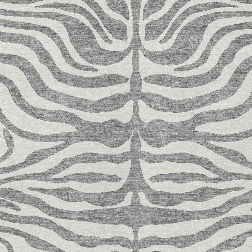 Gray And Ivory Animal Print Washable Indoor Outdoor Area Rug Photo 5
