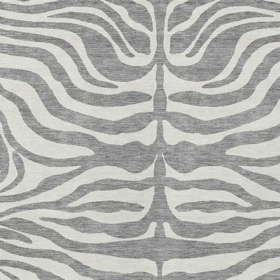 Gray And Ivory Animal Print Washable Indoor Outdoor Area Rug Photo 5