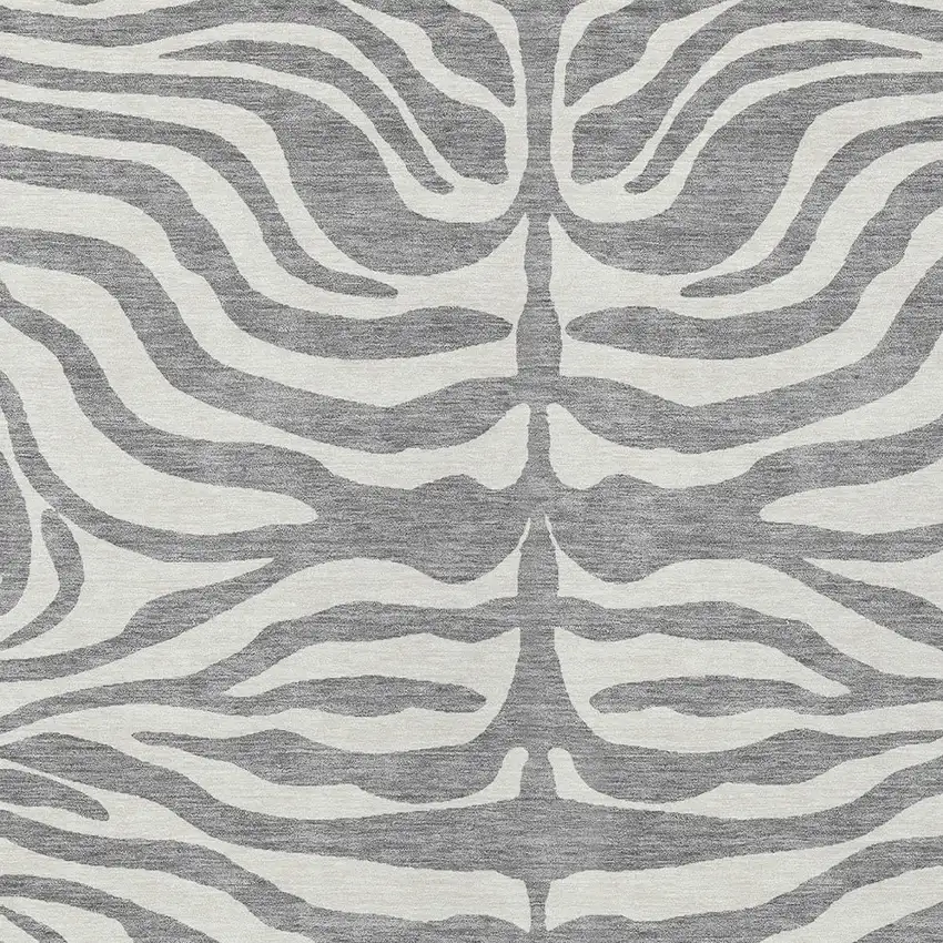 Gray And Ivory Animal Print Washable Indoor Outdoor Area Rug Photo 5