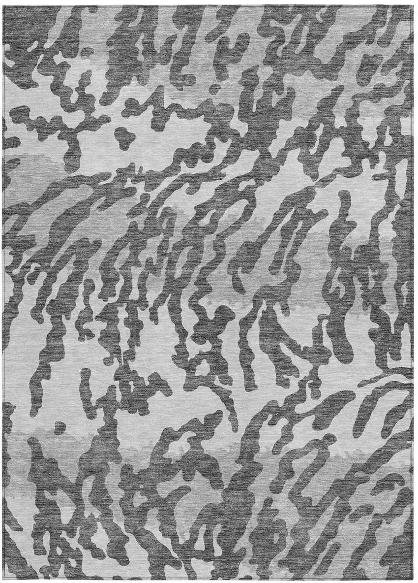 Gray And Ivory Animal Print Washable Indoor Outdoor Area Rug Photo 7