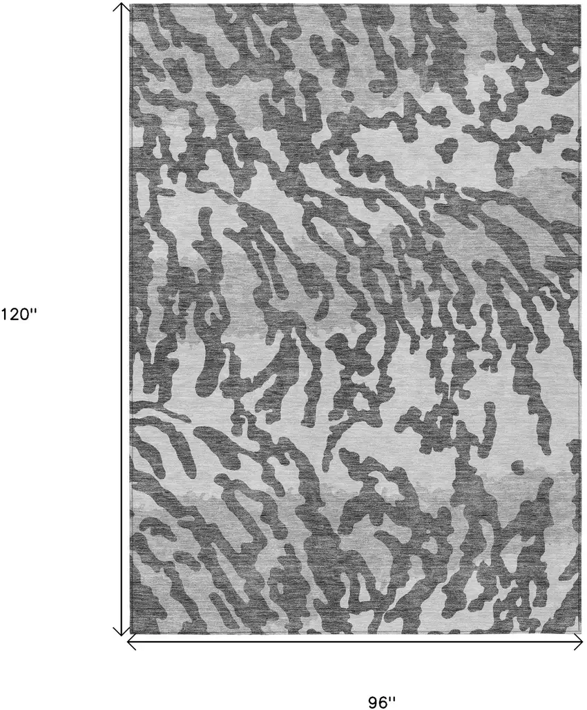 Gray And Ivory Animal Print Washable Indoor Outdoor Area Rug Photo 3