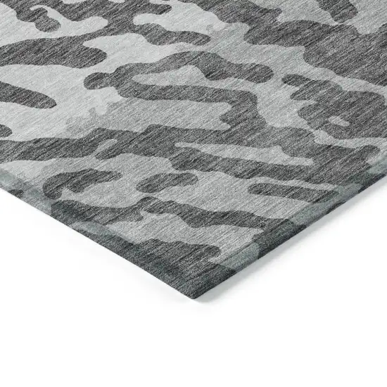 Gray And Ivory Animal Print Washable Indoor Outdoor Area Rug Photo 5