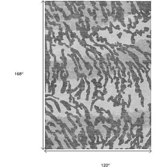 Gray And Ivory Animal Print Washable Indoor Outdoor Area Rug Photo 3