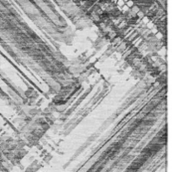 Gray And Ivory Chevron Washable Area Rug With UV Protection Photo 3