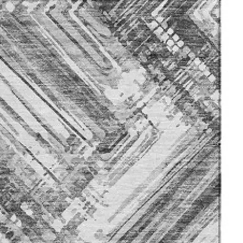 Gray And Ivory Chevron Washable Area Rug With UV Protection Photo 4