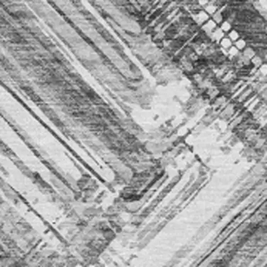 Gray And Ivory Chevron Washable Area Rug With UV Protection Photo 3