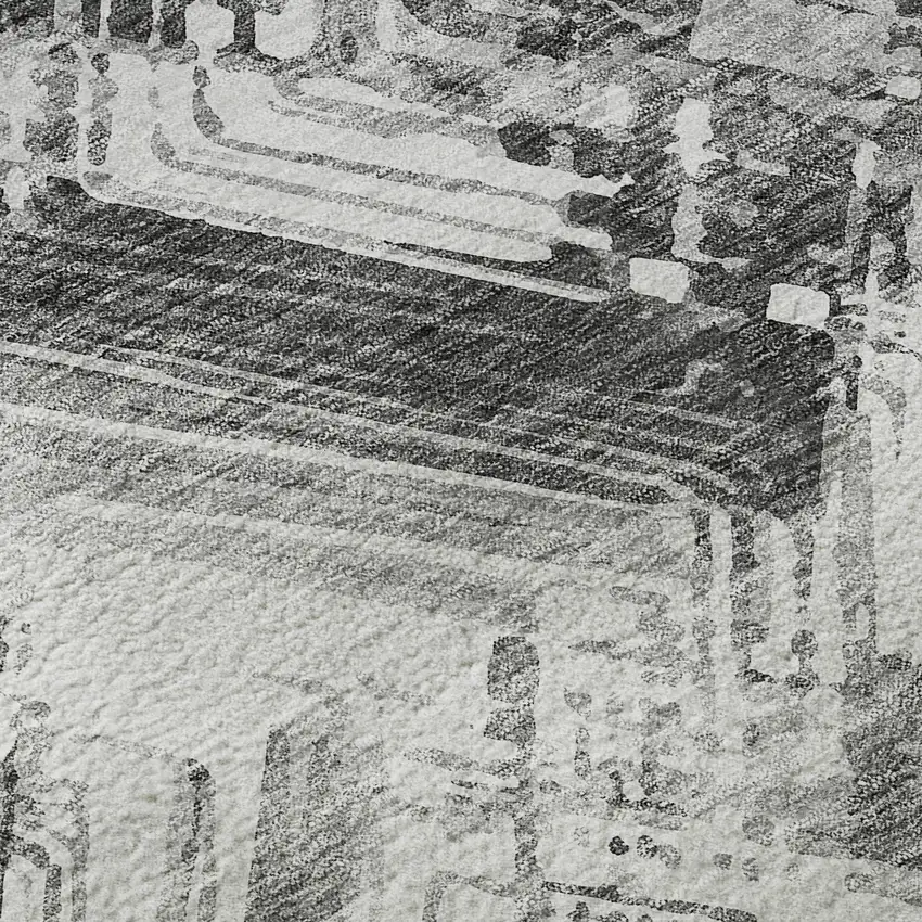 Gray And Ivory Chevron Washable Area Rug With UV Protection Photo 9