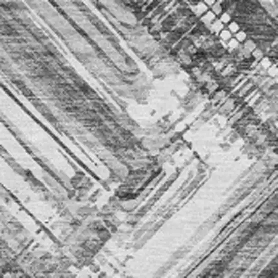 Gray And Ivory Chevron Washable Area Rug With UV Protection Photo 3