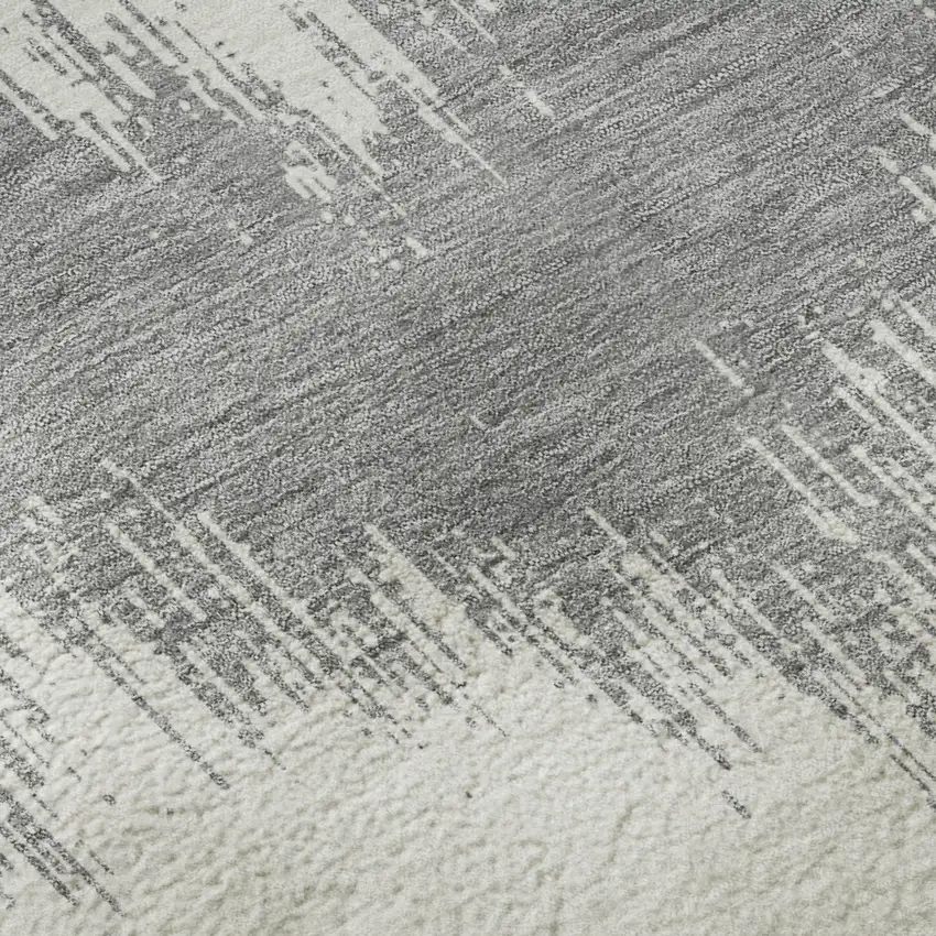 Gray And Ivory Chevron Washable Area Rug With UV Protection Photo 7