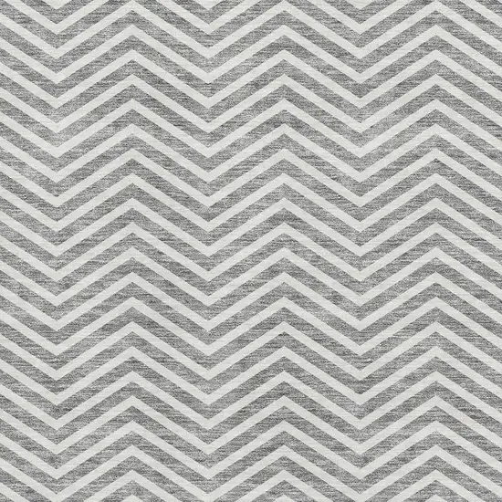 Gray And Ivory Chevron Washable Area Rug With UV Protection Photo 2