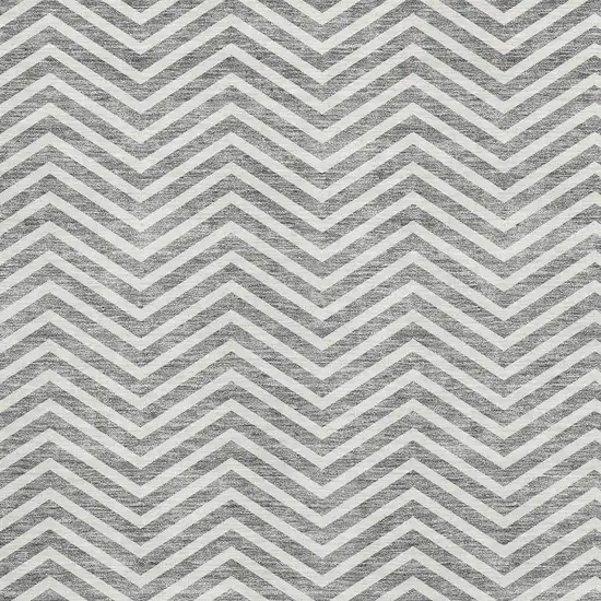 Gray And Ivory Chevron Washable Area Rug With UV Protection Photo 2
