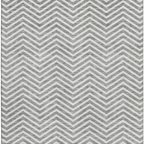 Gray And Ivory Chevron Washable Area Rug With UV Protection Photo 2