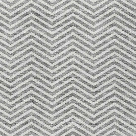 Gray And Ivory Chevron Washable Indoor Outdoor Area Rug Photo 5