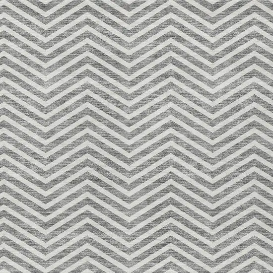 Gray And Ivory Chevron Washable Indoor Outdoor Area Rug Photo 5