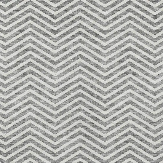 Gray And Ivory Chevron Washable Indoor Outdoor Area Rug Photo 5