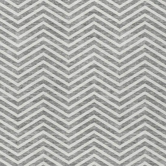 Gray And Ivory Chevron Washable Indoor Outdoor Area Rug Photo 5
