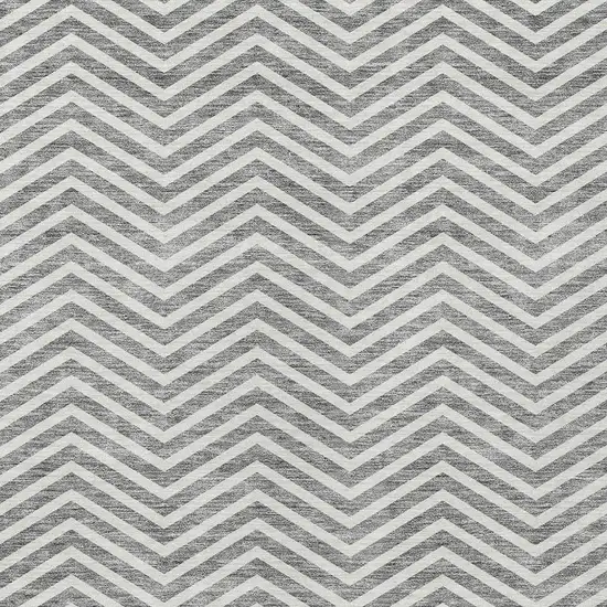 Gray And Ivory Chevron Washable Indoor Outdoor Area Rug Photo 4
