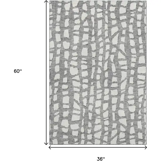 Gray And Ivory Cobblestone Washable Area Rug With UV Protection Photo 3