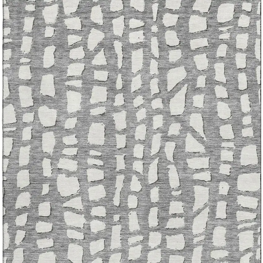 Gray And Ivory Cobblestone Washable Area Rug With UV Protection Photo 4
