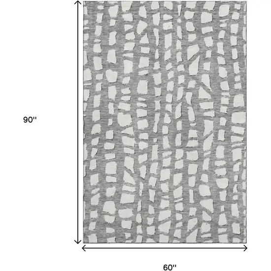 Gray And Ivory Cobblestone Washable Area Rug With UV Protection Photo 3