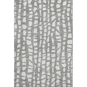Photo of Gray And Ivory Cobblestone Washable Area Rug With UV Protection