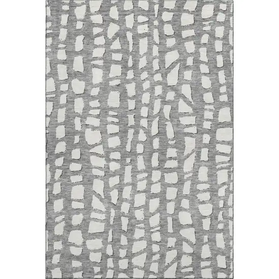 Gray And Ivory Cobblestone Washable Area Rug With UV Protection Photo 1