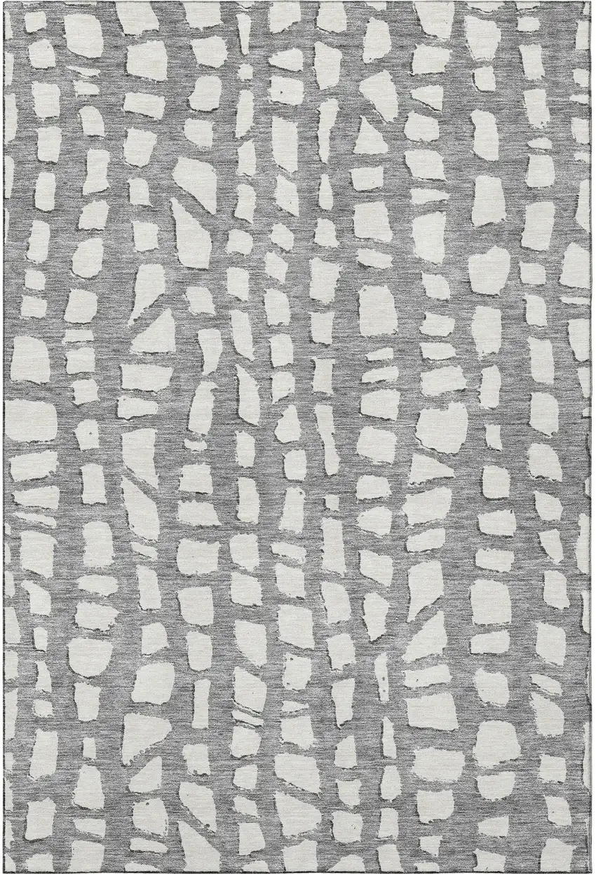 Gray And Ivory Cobblestone Washable Area Rug With UV Protection Photo 3