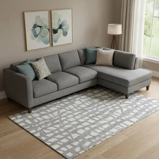 Gray And Ivory Cobblestone Washable Area Rug With UV Protection Photo 1